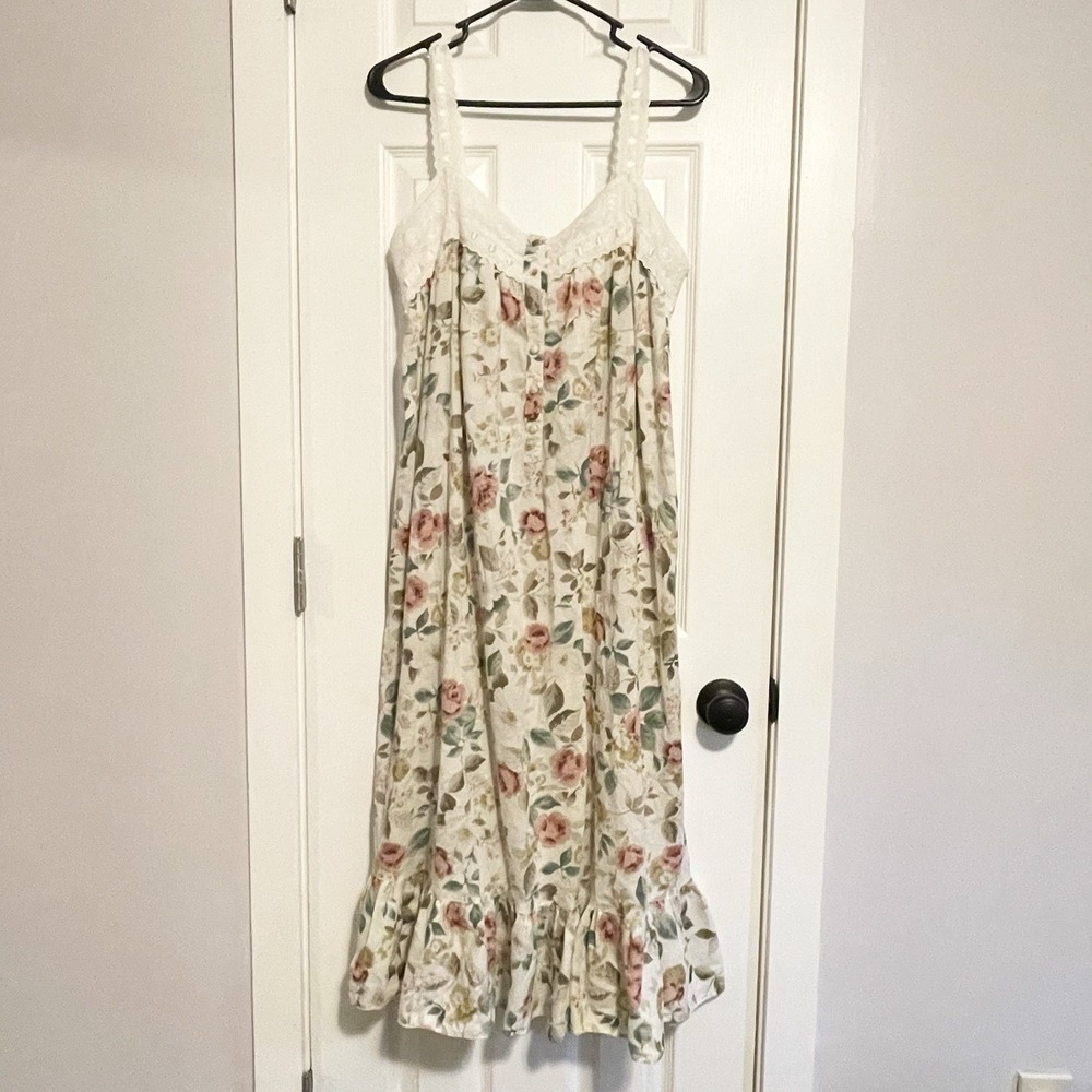 VTG Victoria's Secret Gold Label Floral Nightgown PS Cotton Cottagecore Ruffle